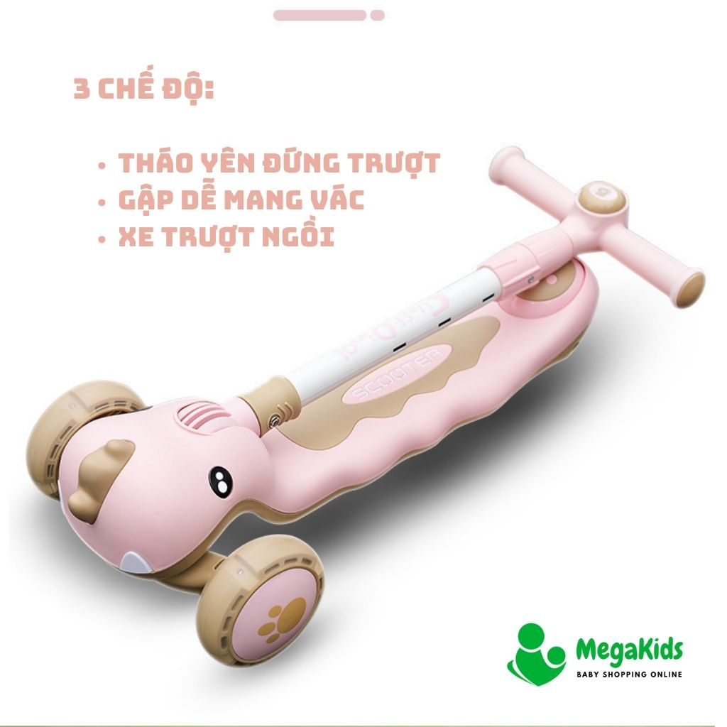 Xe trượt ngồi hình khủng long có đèn và phát nhạc theo sở thích của bé