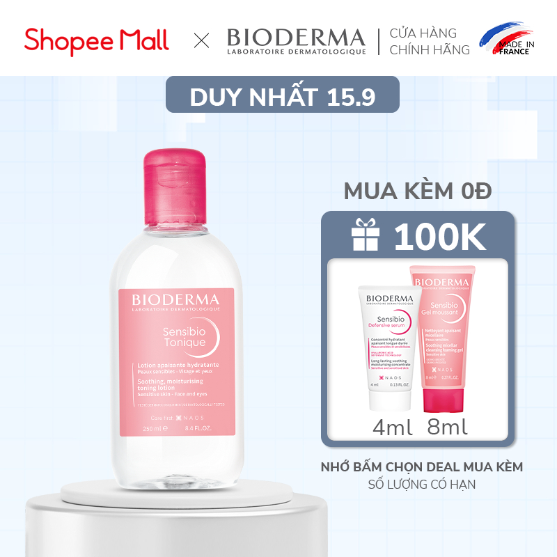 Dung dịch cân bằng dưỡng ẩm và làm dịu da Bioderma Sensibio Tonique - 250ml