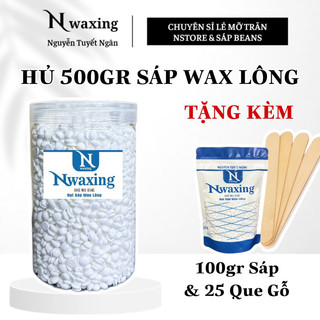 HỦ 500GR Sáp Wax Lông Nóng Coconut Cao Cấp thơm mùi dừa tặng kèm 100gr sáp