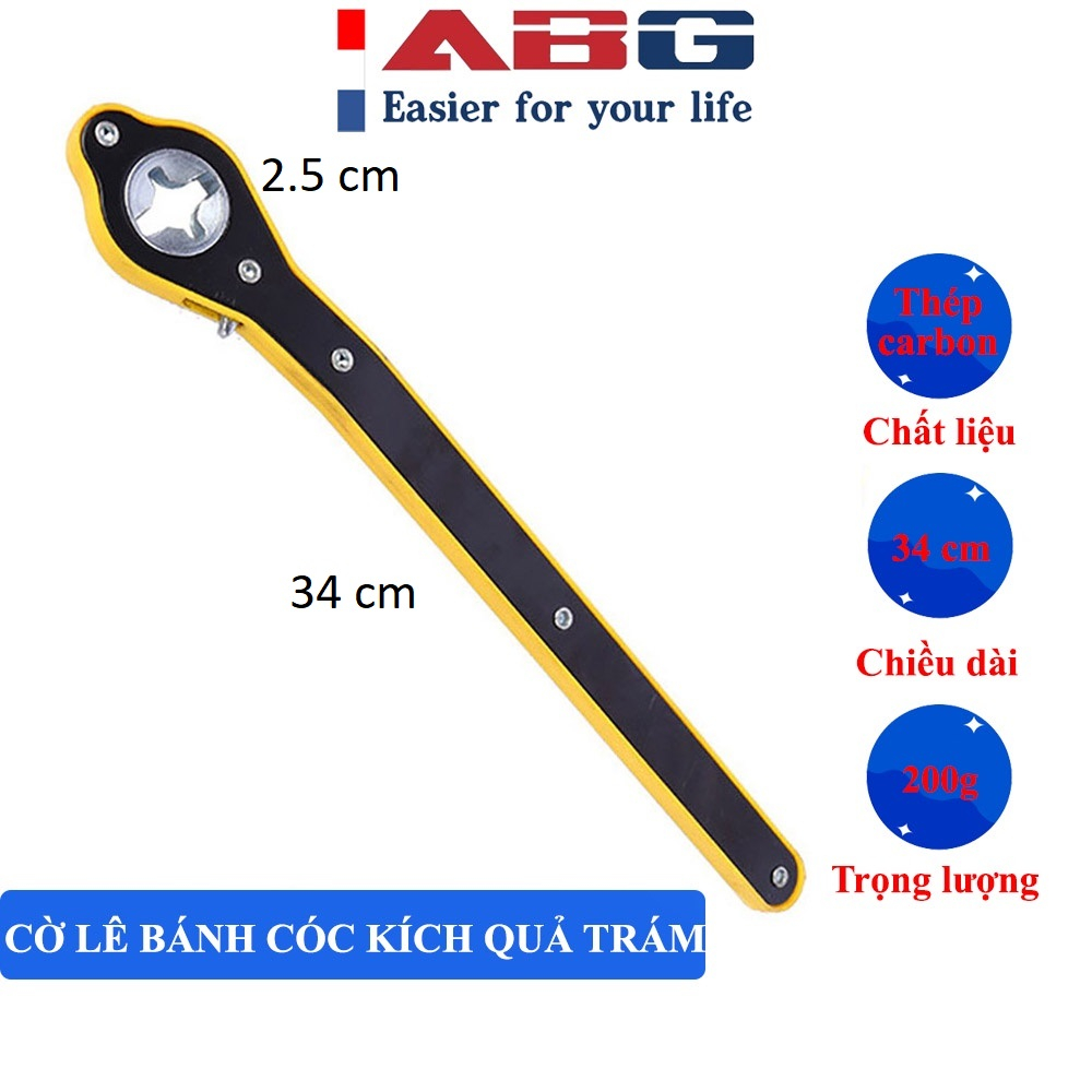 Cờ lê bánh cóc ABG tay quay đa năng 360 độ, tiện dụng hỗ trợ nâng đỡ con đội, kích xe hơi, kích quả trám, kích chữ a