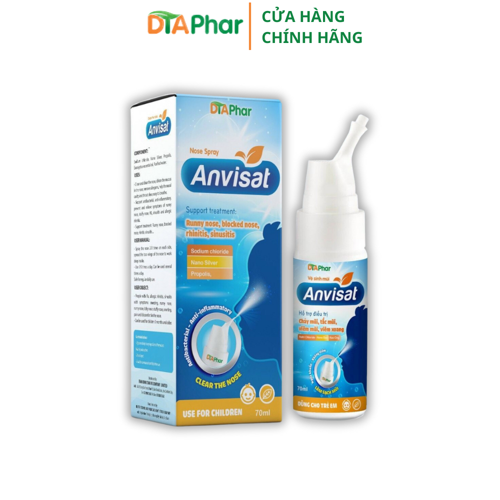 Rửa mũi Anvisat Dùng được cho trẻ em Chai 100ml Tâm An Pharma