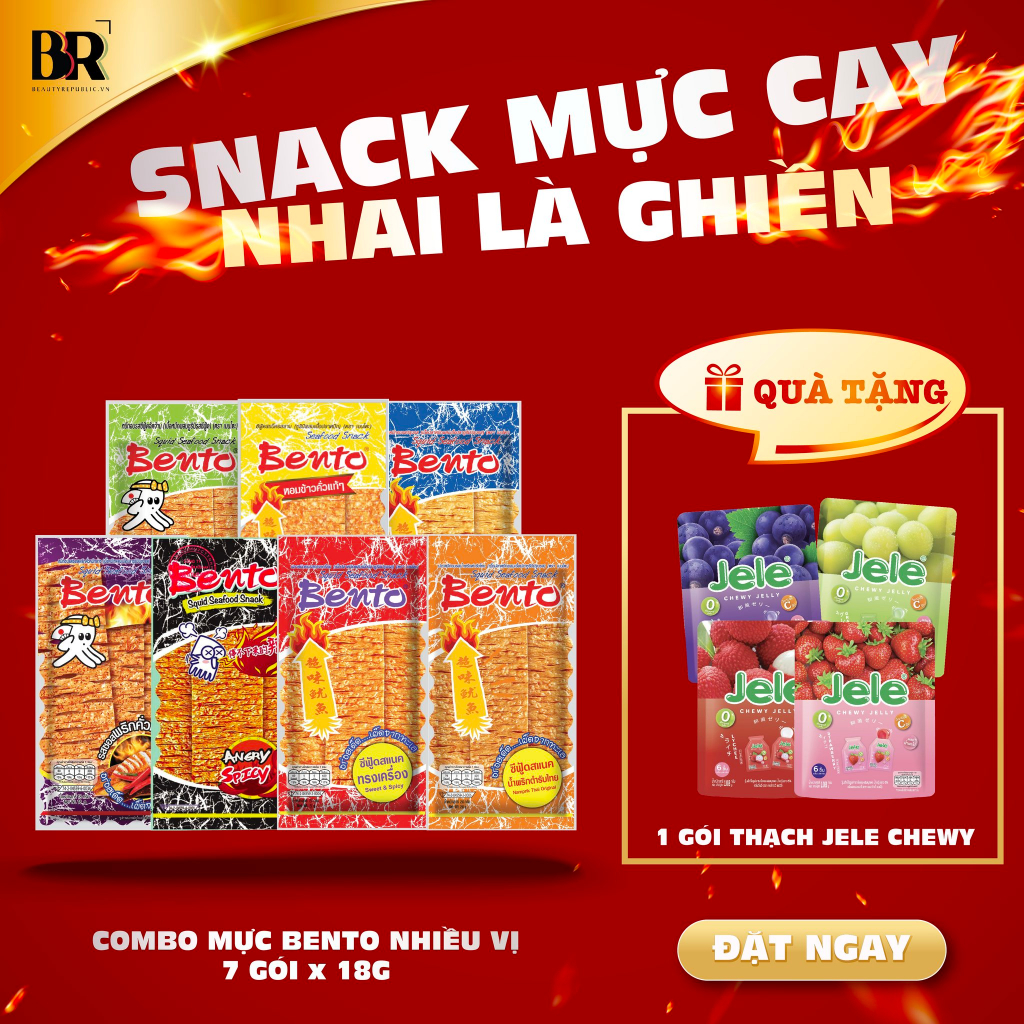 7 gói Bento (6 loại) 18g tặng 1 Jele Chewy (vị ngẫu nhiên)