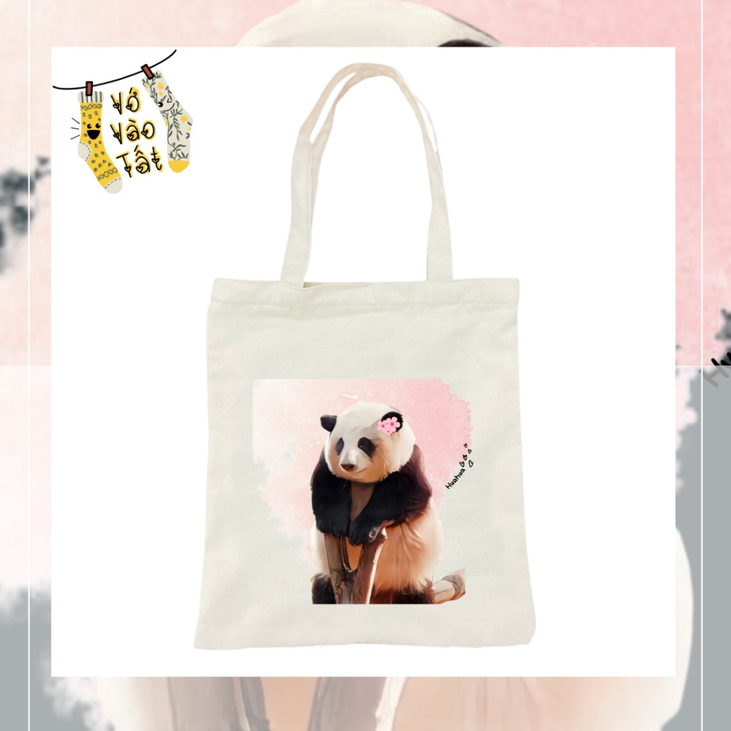 TÚI CANVAS GẤU TRÚC PHÚC BẢO HOA HOA MANH LAN - FUBAO HUAHUA MENGLAN PANDA
