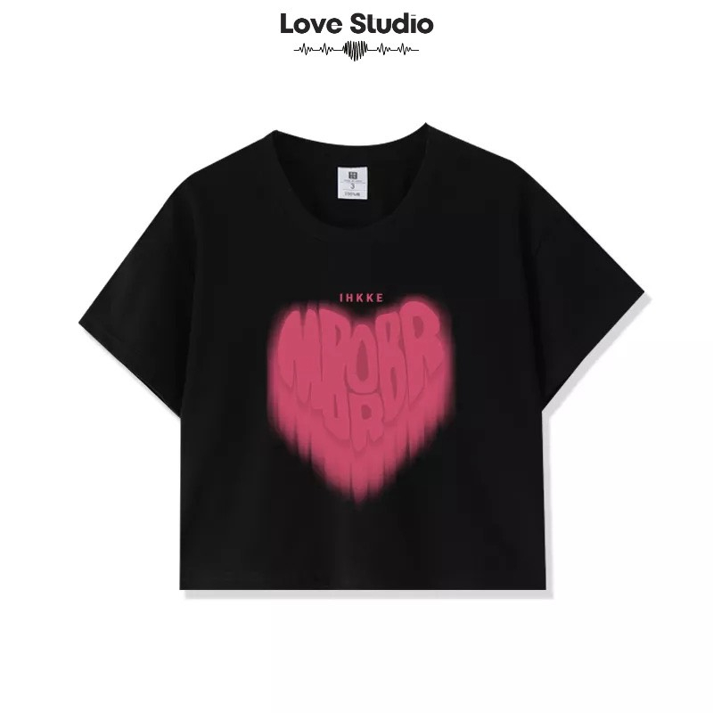 Áo Thun Đôi Nam Nữ Sơn Trái Tim Cotton Unisex Và Áo Croptop Baby NakaShop