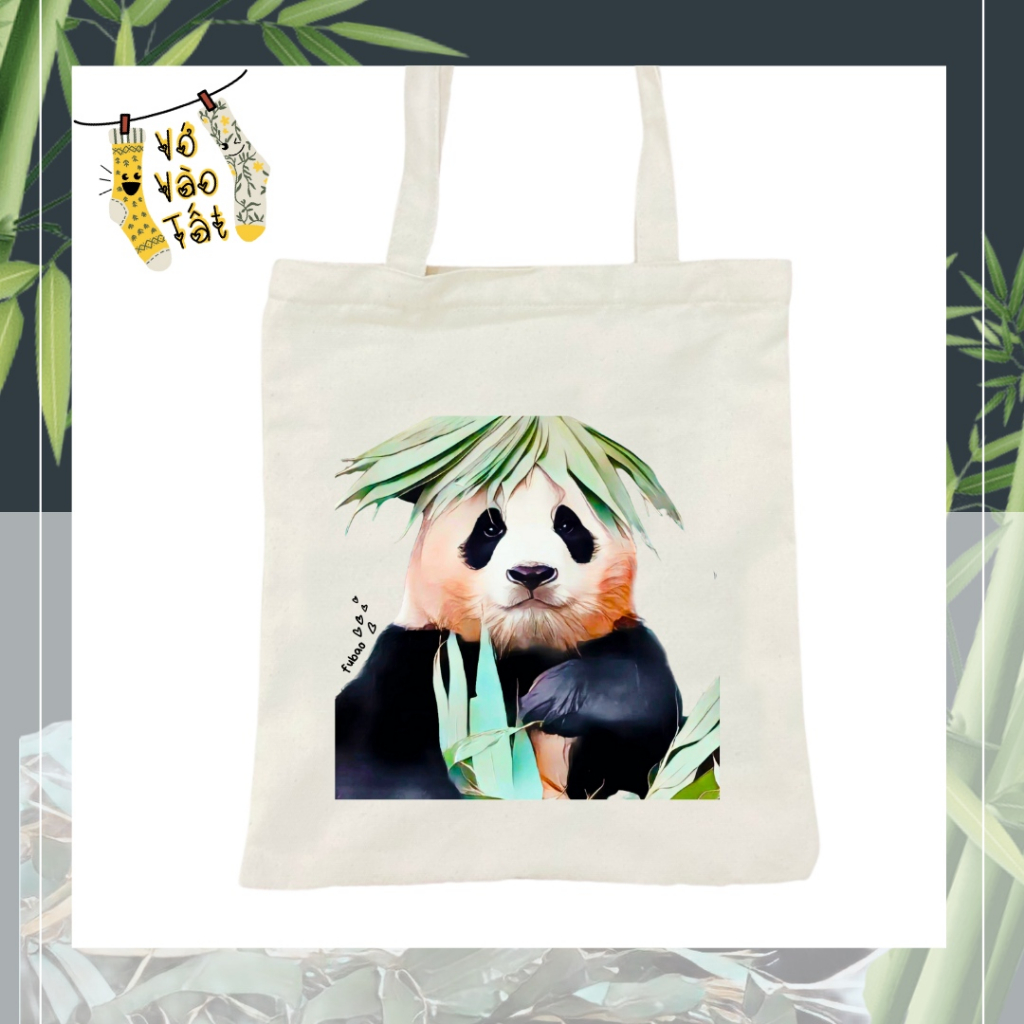 TÚI CANVAS GẤU TRÚC PHÚC BẢO HOA HOA MANH LAN - FUBAO HUAHUA MENGLAN PANDA