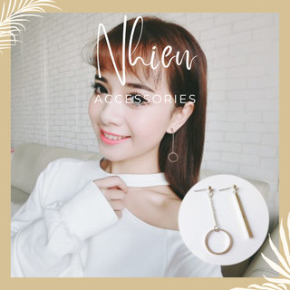 Khuyên tai khối lệch tròn trẻ trung