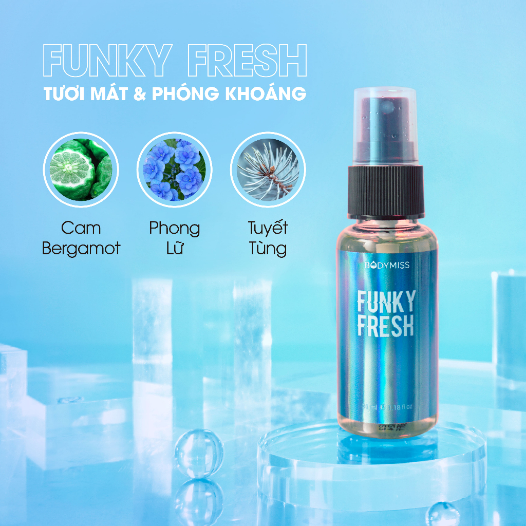 Combo 3 Bodymist Nam Đi Học, Đi Làm Hide&Seek, Blinded Love, Funky Fresh Xịt Thơm Nước Hoa Tươi Mát BODYMISS 30ml/ Chai
