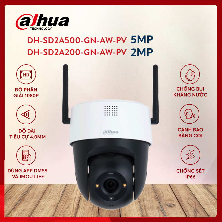 Camera Wifi DAHUA SD2A200 2MP Và SD2A500 5MP Ngoài Trời, Xoay 360 - HKT STORE