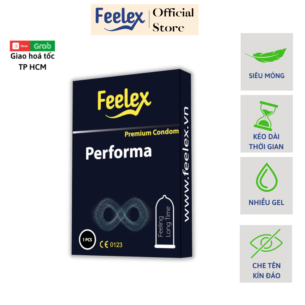 Bao cao su Feelex performa siêu mỏng, kéo dài thời gian - hộp 1c
