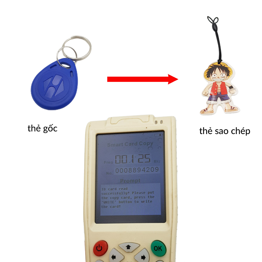 Thẻ RFID 125Khz Móc Khóa Đặc Biệt Sao Chép Được T5577 thẻ từ