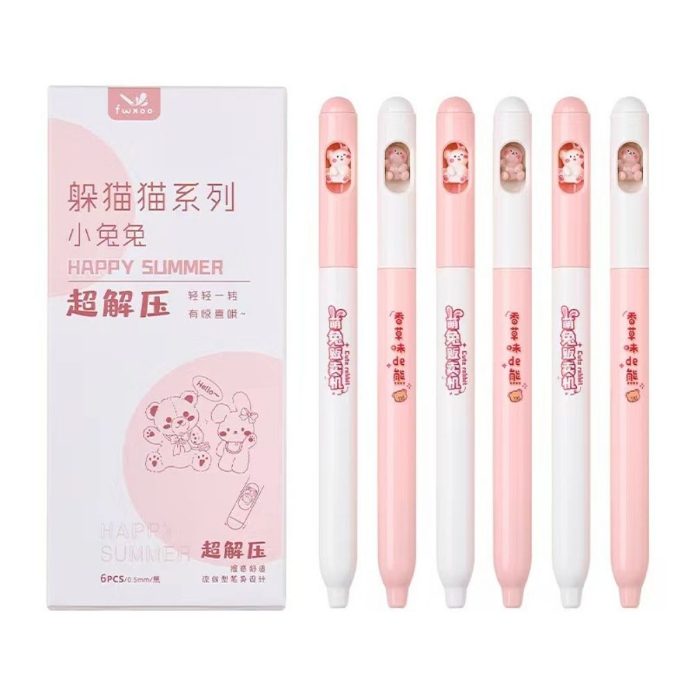 Bút gel FWXOO Happy Sumer Thỏ Gấu Thiết Kế Sáng Tạo Đáng Yêu -Tiệm Bút SHIORI