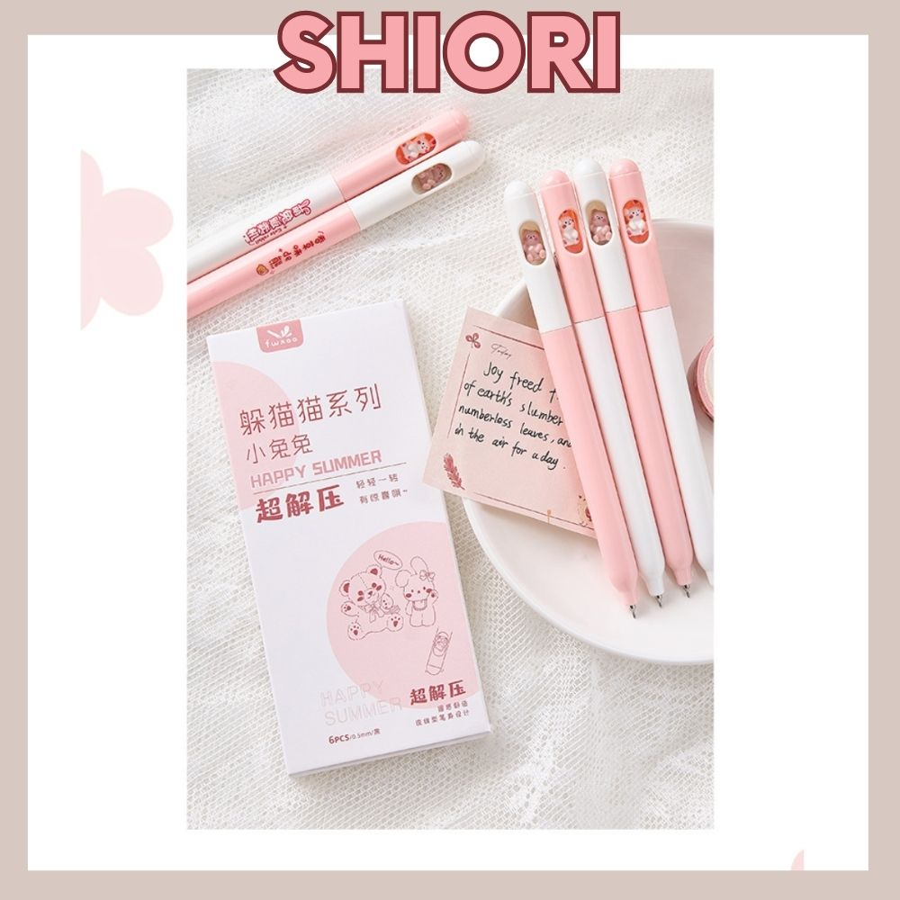 Bút gel FWXOO Happy Sumer Thỏ Gấu Thiết Kế Sáng Tạo Đáng Yêu -Tiệm Bút SHIORI