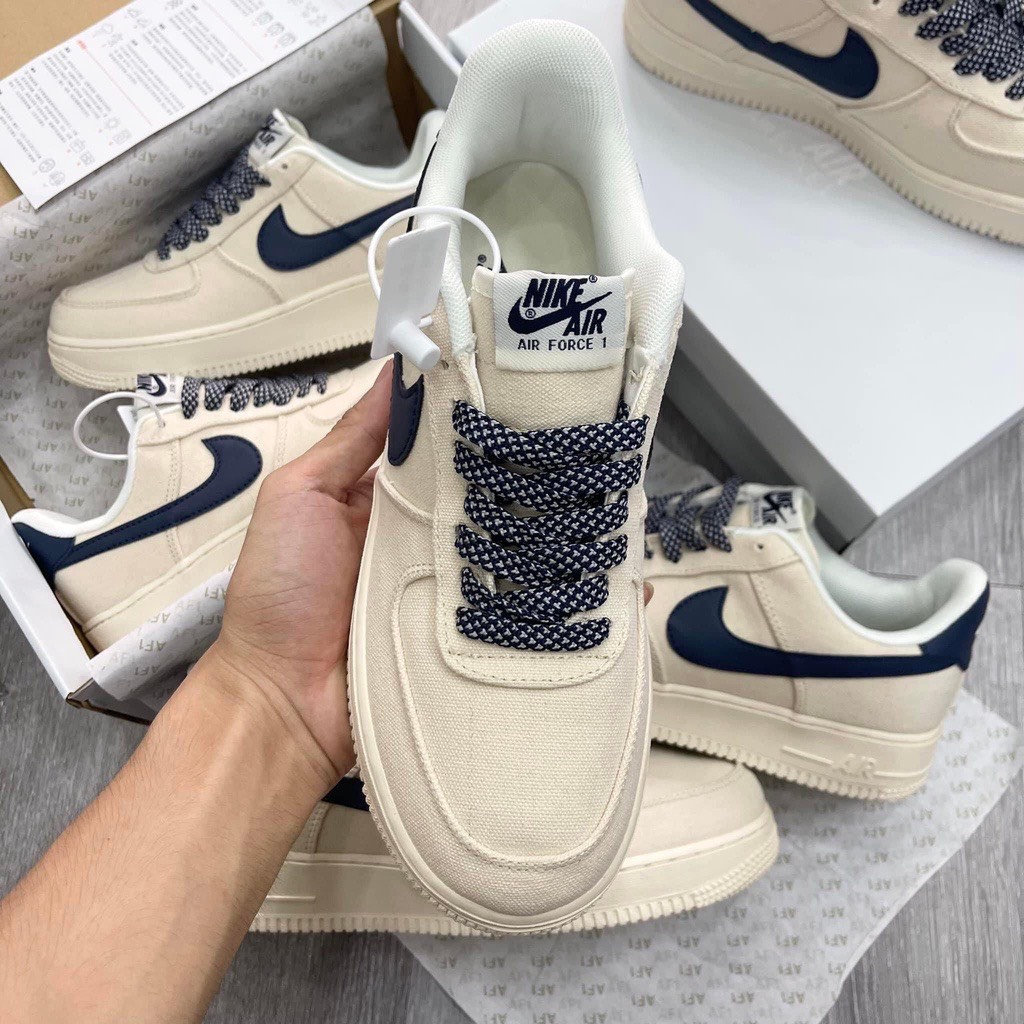 Giày _Nike Air Force 1 Canvas Navy, giày af1 Canvas bản cao cấp đế air full phụ kiện | BigBuy360 - bigbuy360.vn