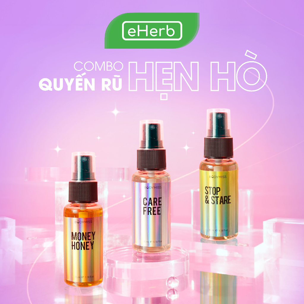 Combo 3 Bodymist Nữ Hẹn Hò Money Honey, Stop & Stare, Care Free Xịt Thơm Nước Hoa Quyến Rũ BODYMISS 30ml/ Chai