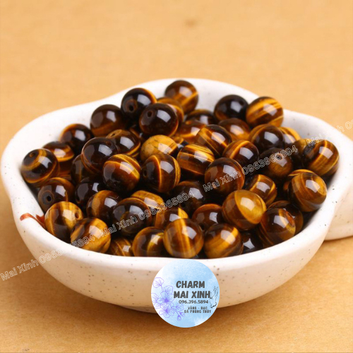 Hạt Đá Mắt Hổ Màu Nâu Vàng - 6mm Đến 12mm - Hạt Làm Vòng - Phụ Kiện  xâu, Mix Vòng Tay Phong Thủy Nam, Nữ