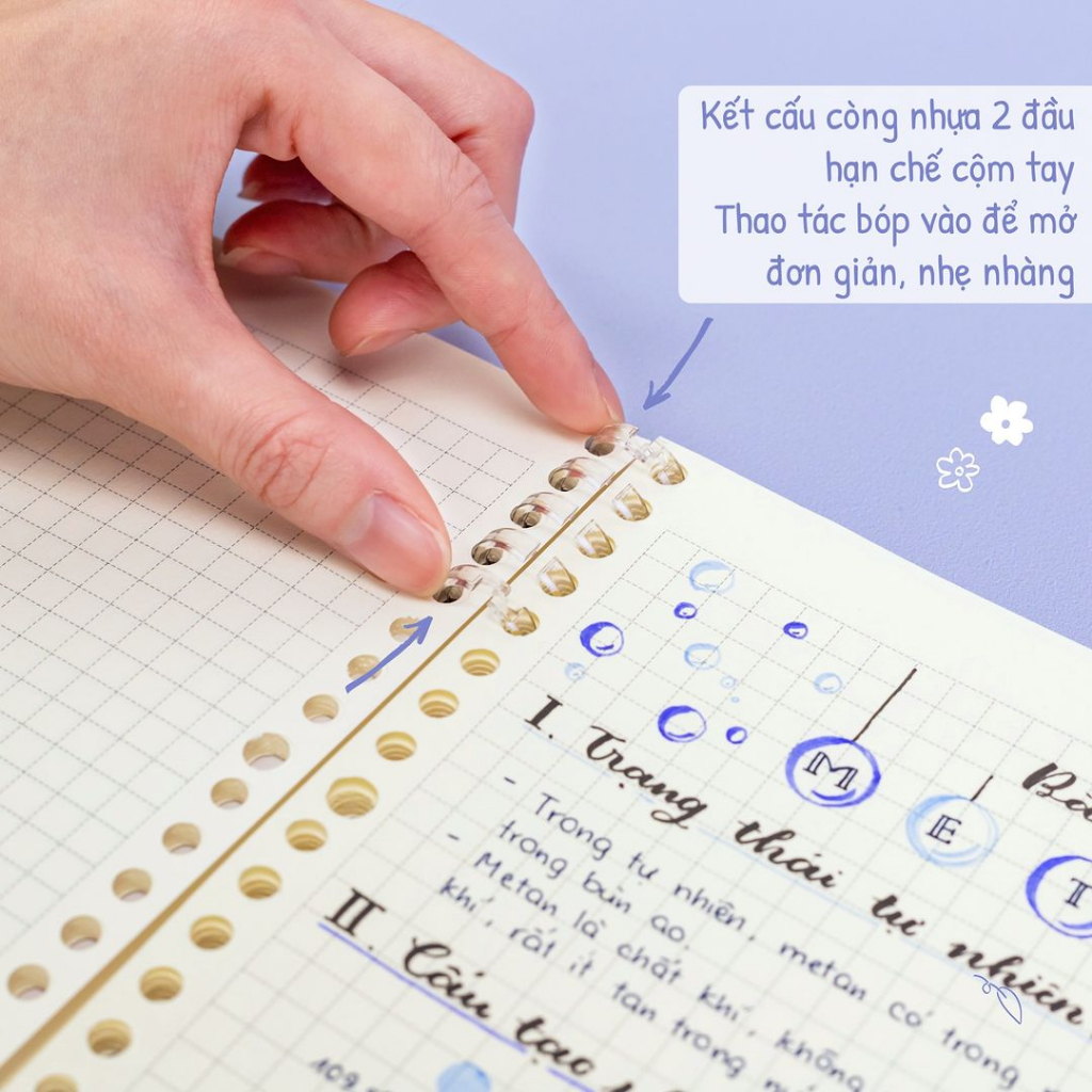 Vở KLONG Lite Binder Caro/Kẻ Ngang kẹp còng nhựa 2 đầu B5 120 trang 100gsm MS 809 810