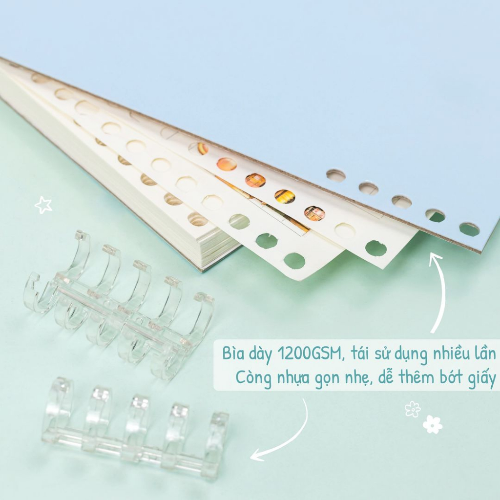 Vở KLONG Lite Binder Caro/Kẻ Ngang kẹp còng nhựa 2 đầu B5 120 trang 100gsm MS 809 810