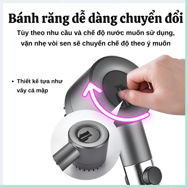 Vòi sen tăng áp GOGIND Đầu Vòi Hoa Sen Mát Xa 3 Chế Độ Áp Suất Cao Tiết Kiệm Nước Lõi Cotton Lọc Cho Nhà Tắm
