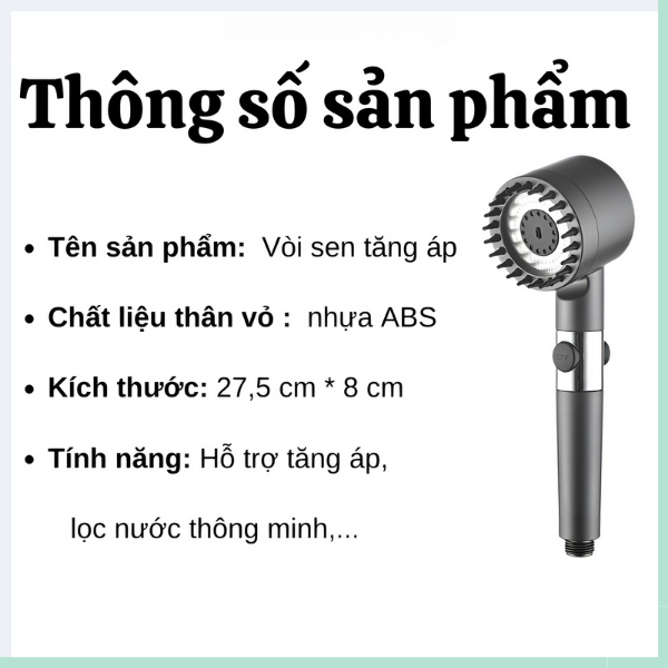 Vòi sen tăng áp GOGIND Đầu Vòi Hoa Sen Mát Xa 3 Chế Độ Áp Suất Cao Tiết Kiệm Nước Lõi Cotton Lọc Cho Nhà Tắm