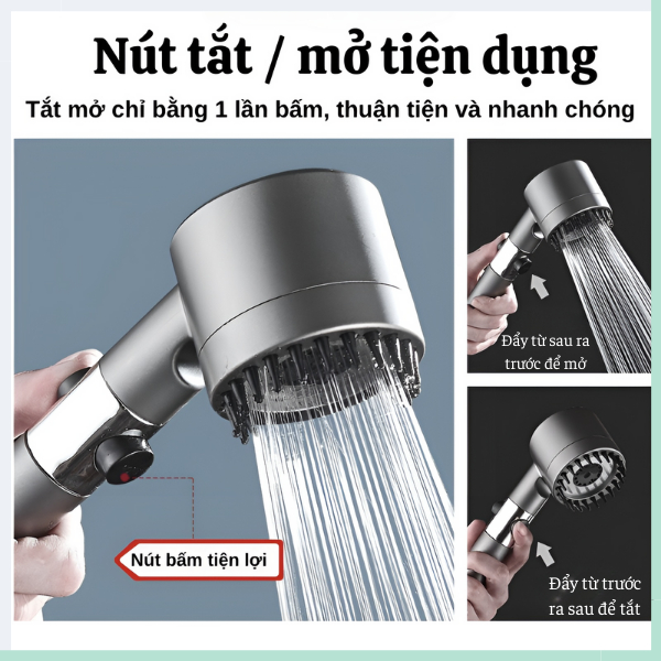 Vòi sen tăng áp GOGIND Đầu Vòi Hoa Sen Mát Xa 3 Chế Độ Áp Suất Cao Tiết Kiệm Nước Lõi Cotton Lọc Cho Nhà Tắm