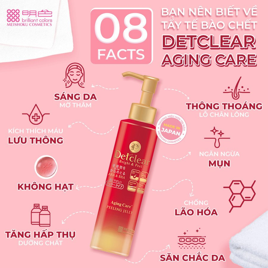 Gel Tẩy Tế Bào Chết (Chăm Sóc Da Lão Hóa) Sáng Da & Mờ Thâm MEISHOKU Detclear Aging Care180ml