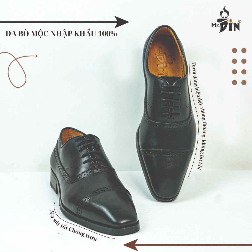 Giày Da Nam Oxford Bằng Da Mr.Din Md012