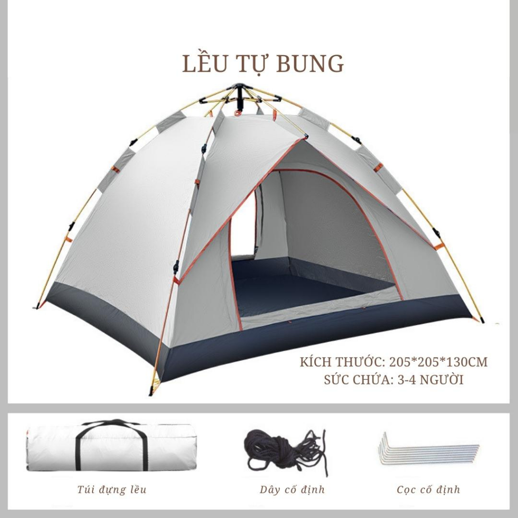Lều cắm trại tự bung có thể tháo rời phần mái che để đi dã ngoại camping thiết kế cửa thông thoáng Minimal