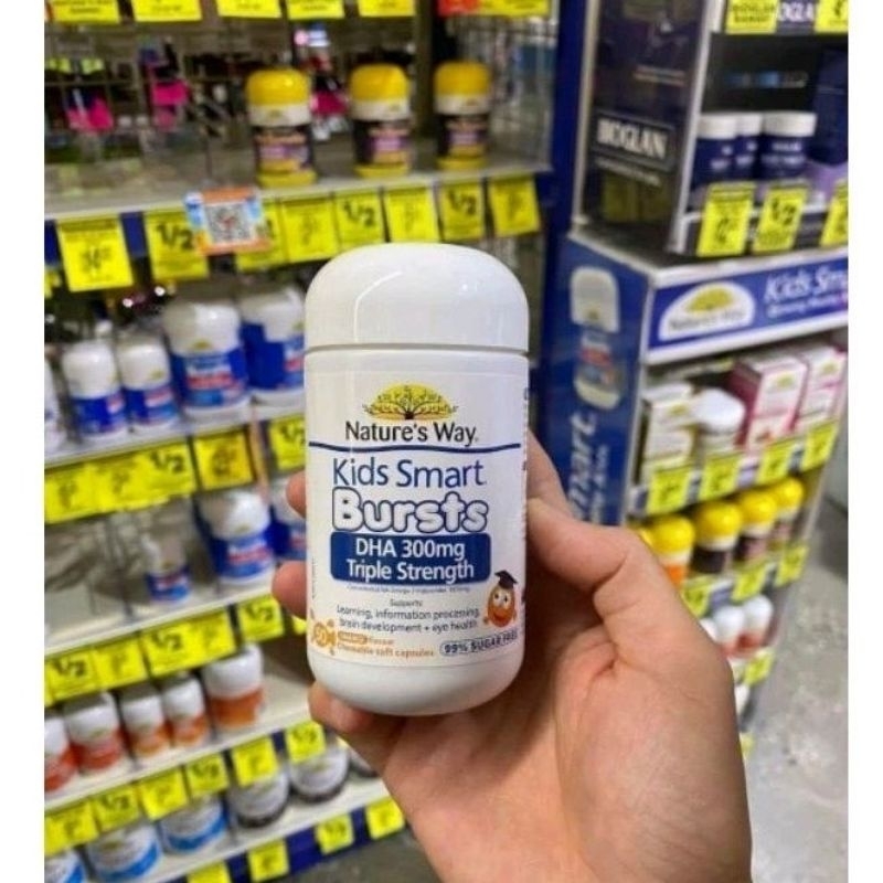 Viên nhai bổ sung DHA hàm lượng cao cho bé Nature's Way Kids Smart DHA 300mg Triple Strength 50 Viên