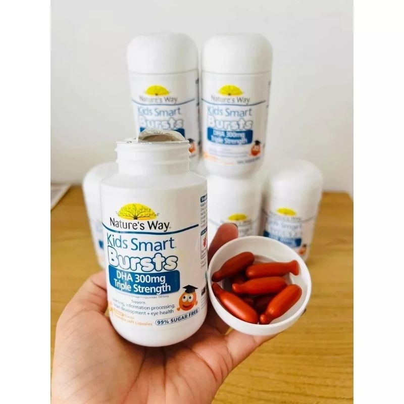 Viên nhai bổ sung DHA hàm lượng cao cho bé Nature's Way Kids Smart DHA 300mg Triple Strength 50 Viên