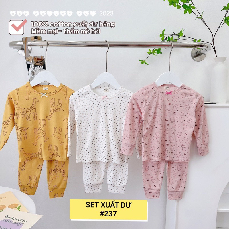Sét 3 bộ dài tay cotton xuất dư cho bé