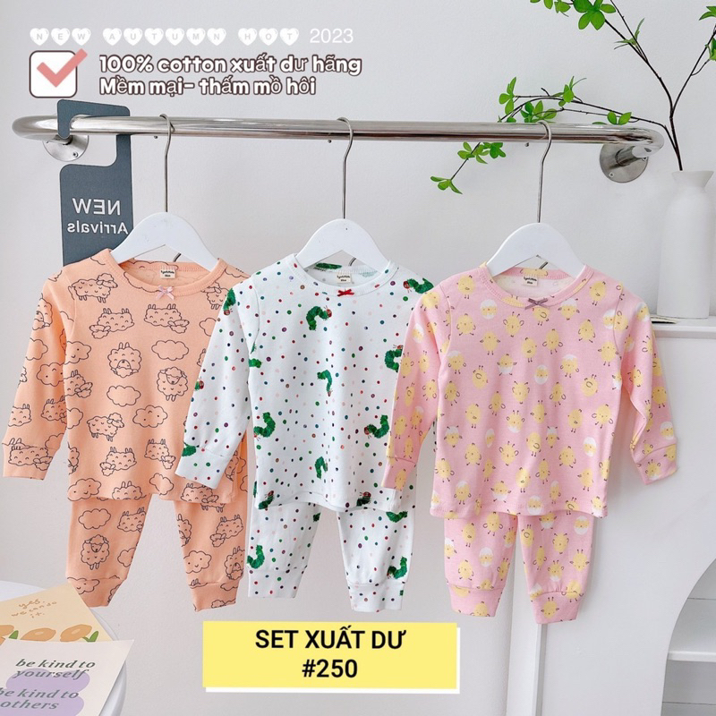 Sét 3 bộ dài tay cotton xuất dư cho bé