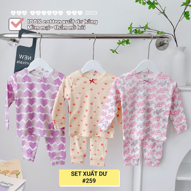 Sét 3 bộ dài tay cotton xuất dư cho bé