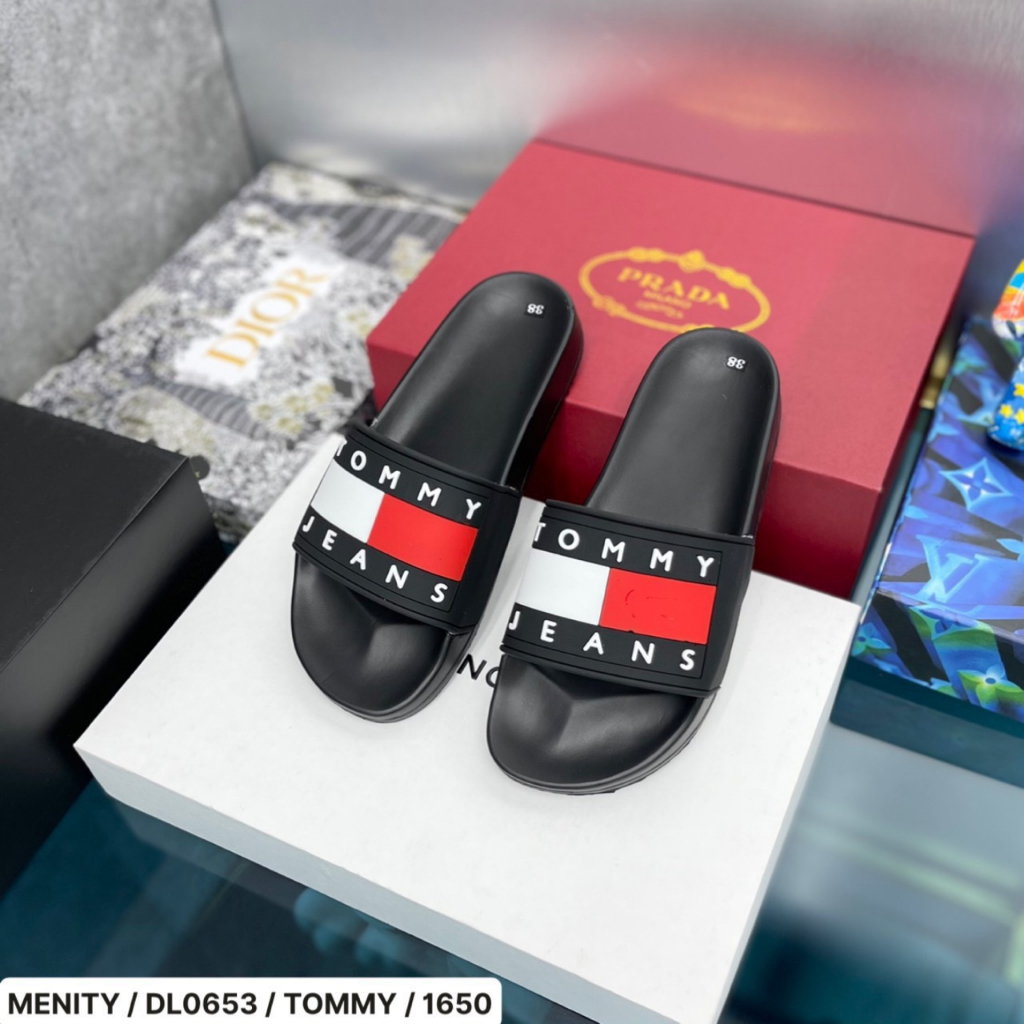 Dép quai ngang Tommy Jeans logo Đen Fullbox _ đẹp, nhẹ phong cách thời trang 2023