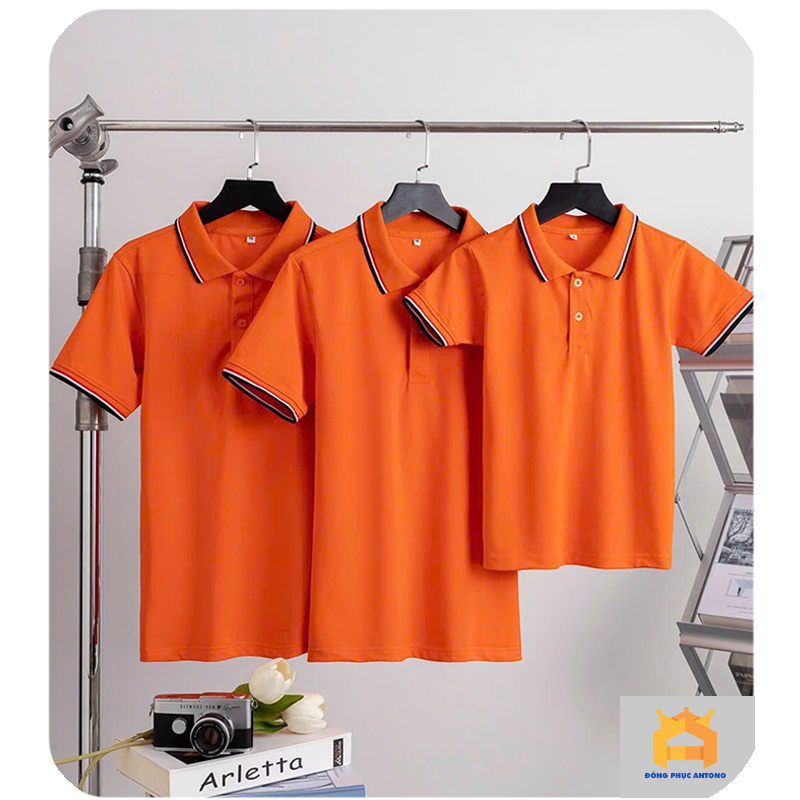 Áo polo cá sấu nam nữ màu cam chất poly Thái cao cấp phong cách trẻ trung năng động mặc áo co dãn thoáng mát