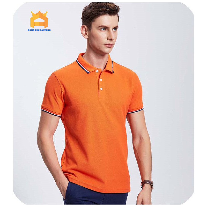 Áo polo cá sấu nam nữ màu cam chất poly Thái cao cấp phong cách trẻ trung năng động mặc áo co dãn thoáng mát