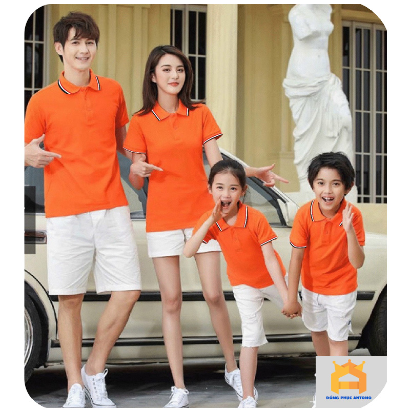 Áo polo cá sấu nam nữ màu cam chất poly Thái cao cấp phong cách trẻ trung năng động mặc áo co dãn thoáng mát