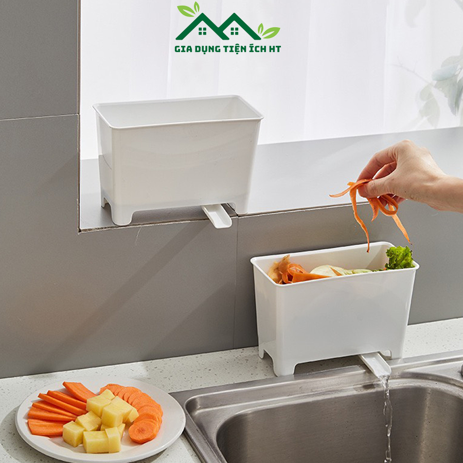 Thùng đựng rác lọc cặn thức ăn thừa để bồn rửa nhà bếp - Khay nhựa lọc rác ngăn tắc bồn rửa, không ghê tay