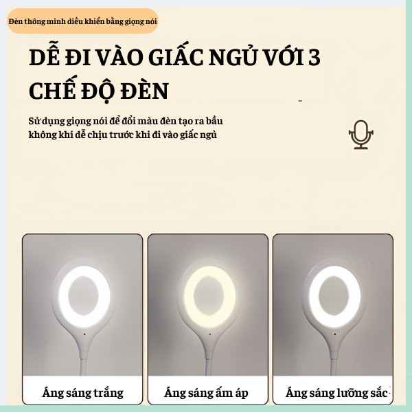 Đèn Cảm biến giọng nói GOGIND Điều Khiển Bằng Giọng Nói Bản TIẾNG VIỆT, 3 Mức Độ Chiếu Sáng Xoay 360 Thông Minh Cổng USB