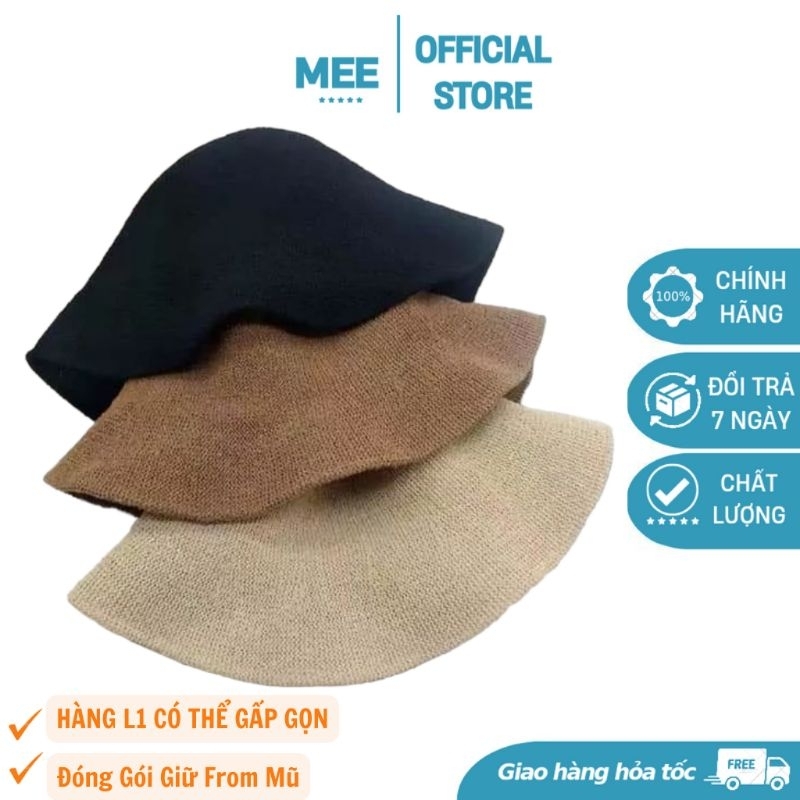Mũ Cói Trơn Siêu Đẹp, Mũ Cói Bucket Phong Cách Vintage Xinh Xắn