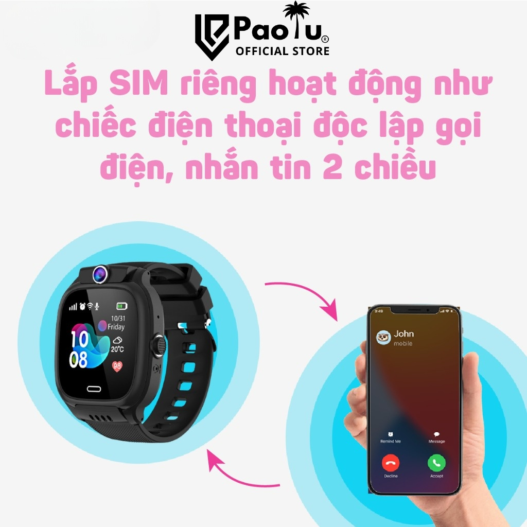 Đồng Hồ Thông Minh Định Vị Trẻ Em Lắp Thẻ Sim Nghe Gọi Video Call Chống Nước Cho Bé Trai Bé Gái Paolu WATCH KIDS BH 1 1 | BigBuy360 - bigbuy360.vn