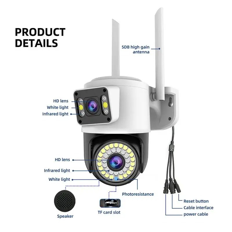 Camera yoosee wifi ngoài trời 2 mắt 8.0MP | 5.0MP  ban đêm có màu, còi báo động không góc chết