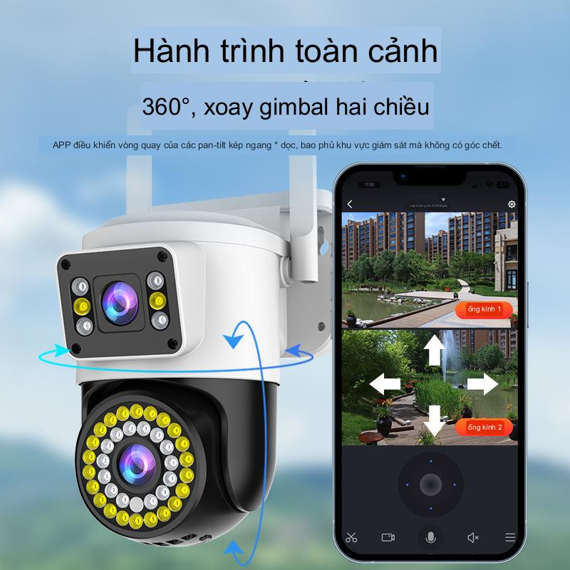 Camera yoosee wifi ngoài trời 2 mắt 8.0MP | 5.0MP  ban đêm có màu, còi báo động không góc chết