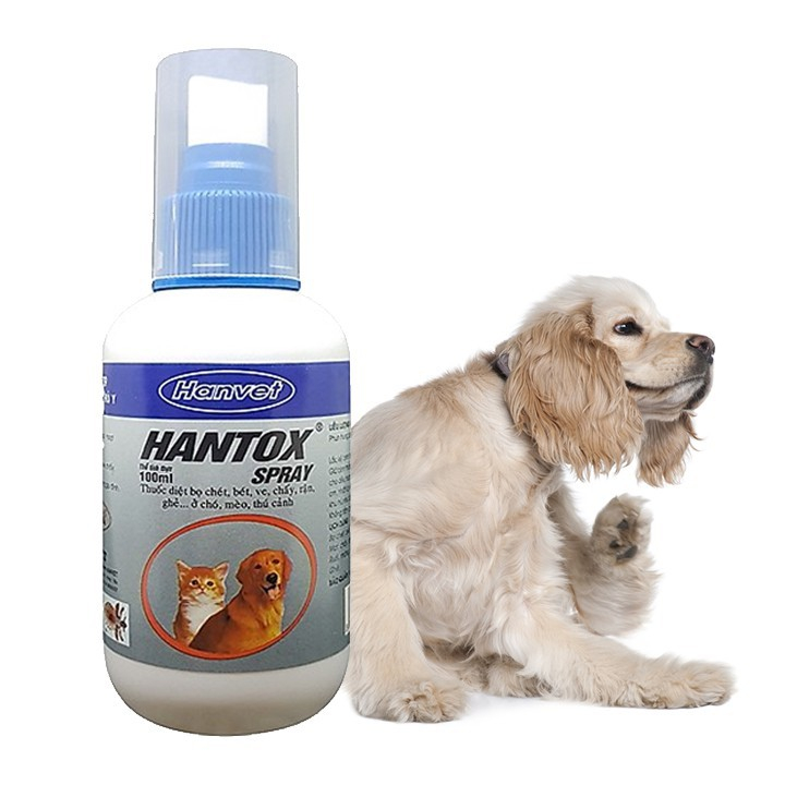Hantox spray 100ML - Xịt Ghẻ - Mạt Gà - Bọ Chét Cho Chó, Mèo, Trâu, Bò- HPET