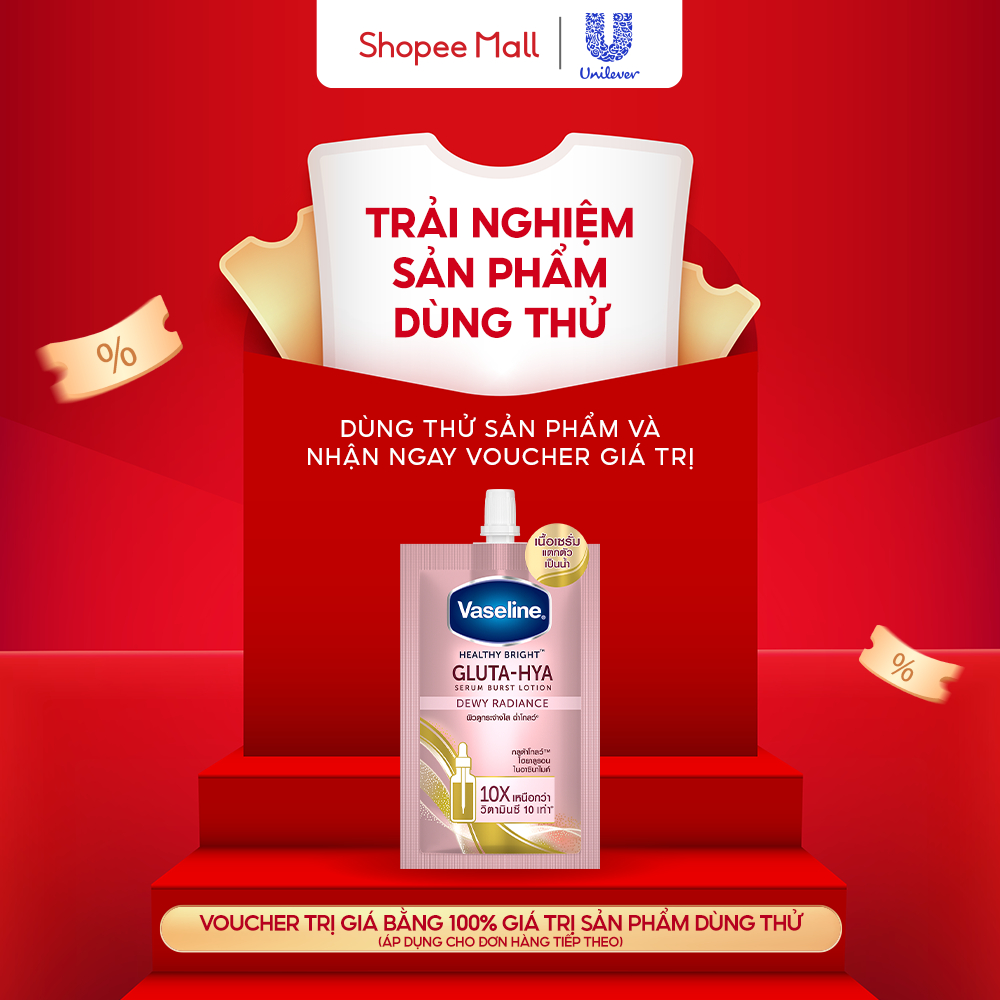 Sữa dưỡng thể Vaseline Gluta-Hya Dưỡng Da Sáng Mịn Sau 7 Ngày 30ml