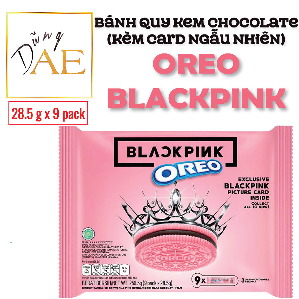 Bánh Oreo Blackpink Kèm Card Thái Lan - OREO X BLACKPINK Sandwich Cookies with Dark Chocolate Flavored Cream 28.5G x 9