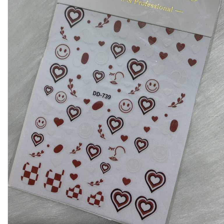 sticker tim dán móng trang trí nail mã mới