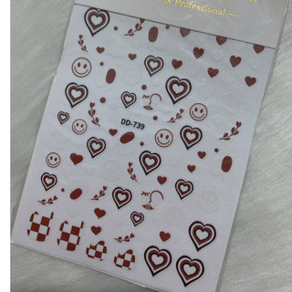 Sticker tim dán móng trang trí nail mã mới