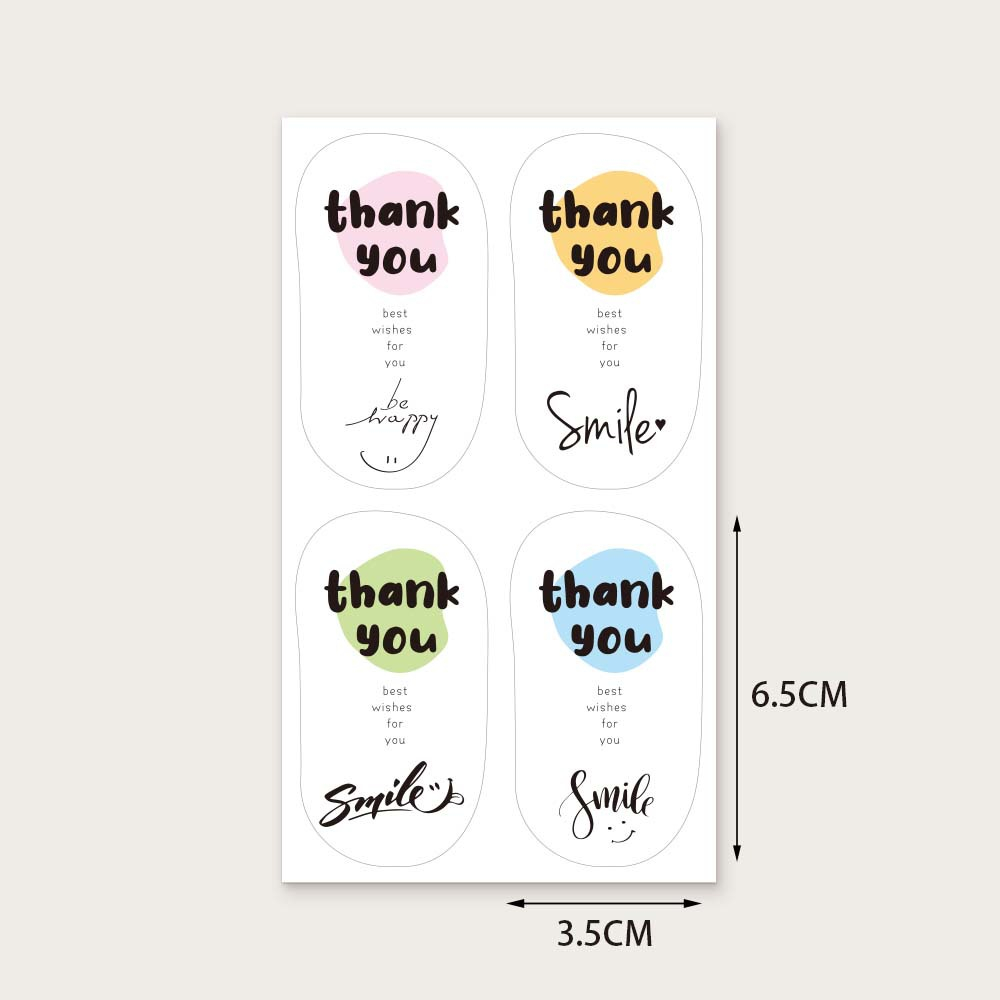 Sticker 100 tem Thank you màu sắc TE27 sticker nhãn dán cảm ơn trang trí chai đồ uống, quà tặng handmade bao bì