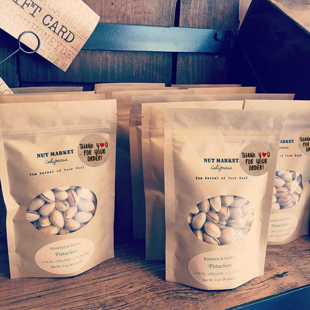 Cuộn 500 tem dán Thank you màu kraft tròn TE30 sticker cảm ơn màu nâu/ trắng dán bao bì túi quà