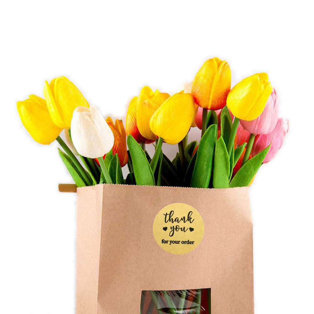 Cuộn 500 tem dán Thank you màu kraft tròn TE30 sticker cảm ơn màu nâu/ trắng dán bao bì túi quà